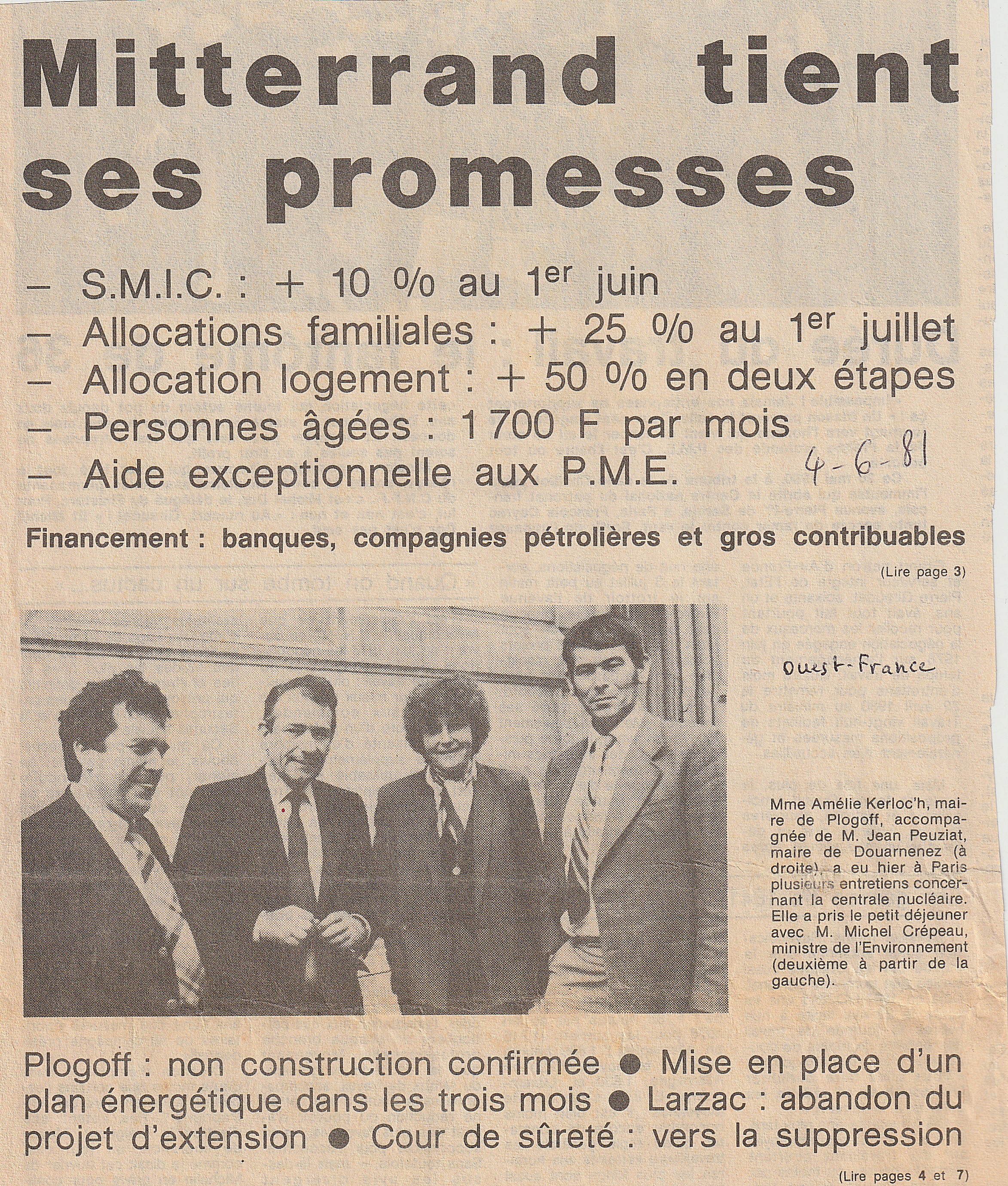Mitterrand tient ses promesses Ouest-Fra