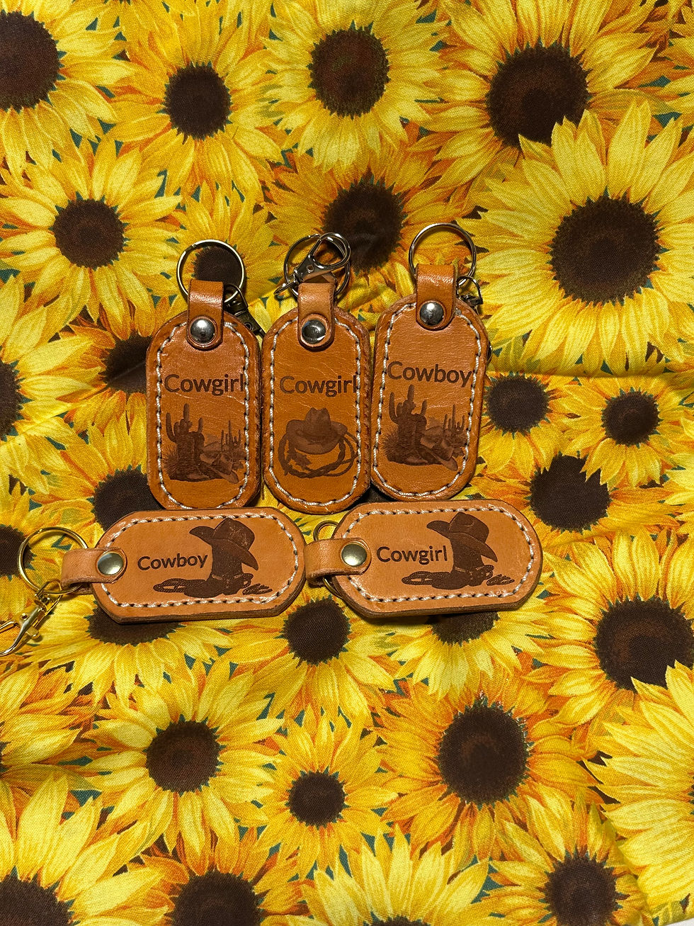 cowgirl and cowboy keychains
