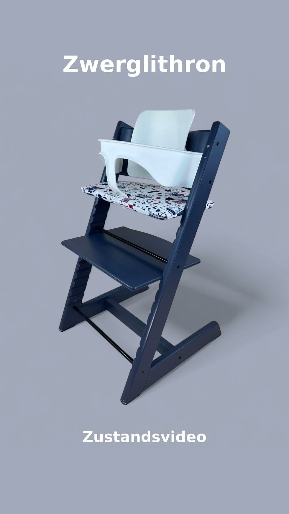 Miniaturbild: Stokke® Tripp Trapp inkl. Babyset & Kissen / Dark Blue / abgenutzter Zustand