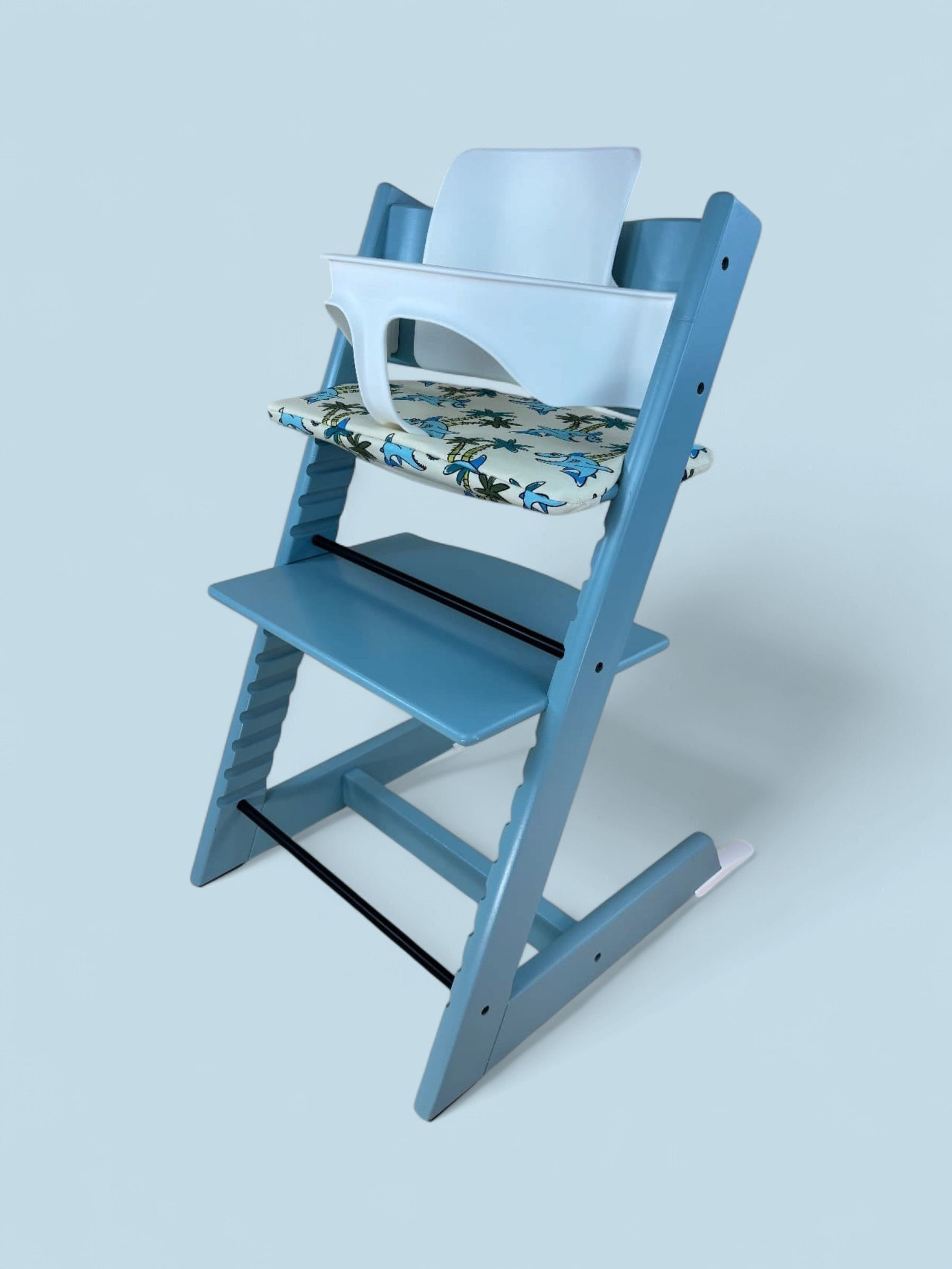 Stokke® Tripp Trapp inkl. Babyset & Kissen / Aqua Blue / Top-Zustand