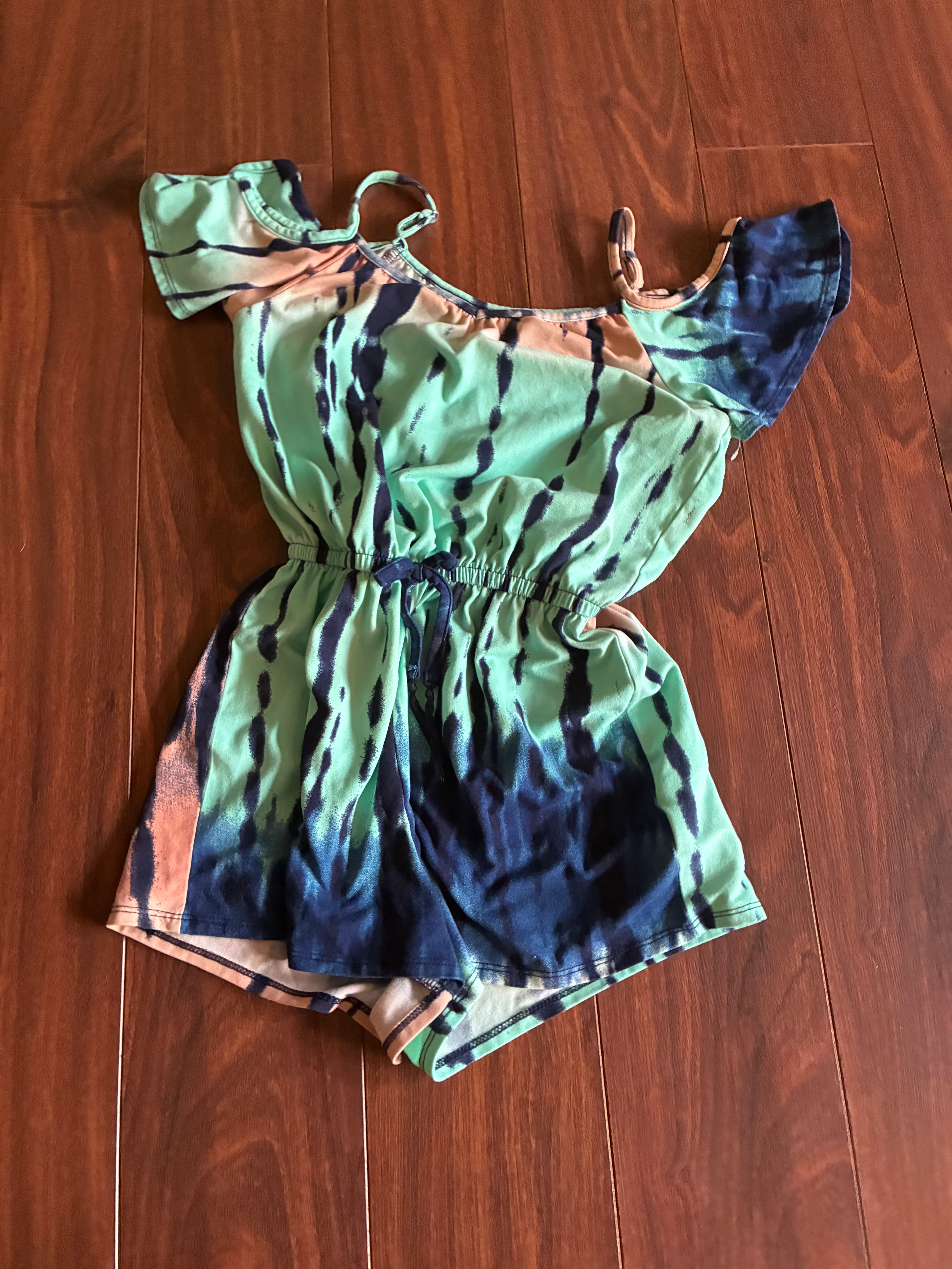 Tie Dye off the shoulder romper size small