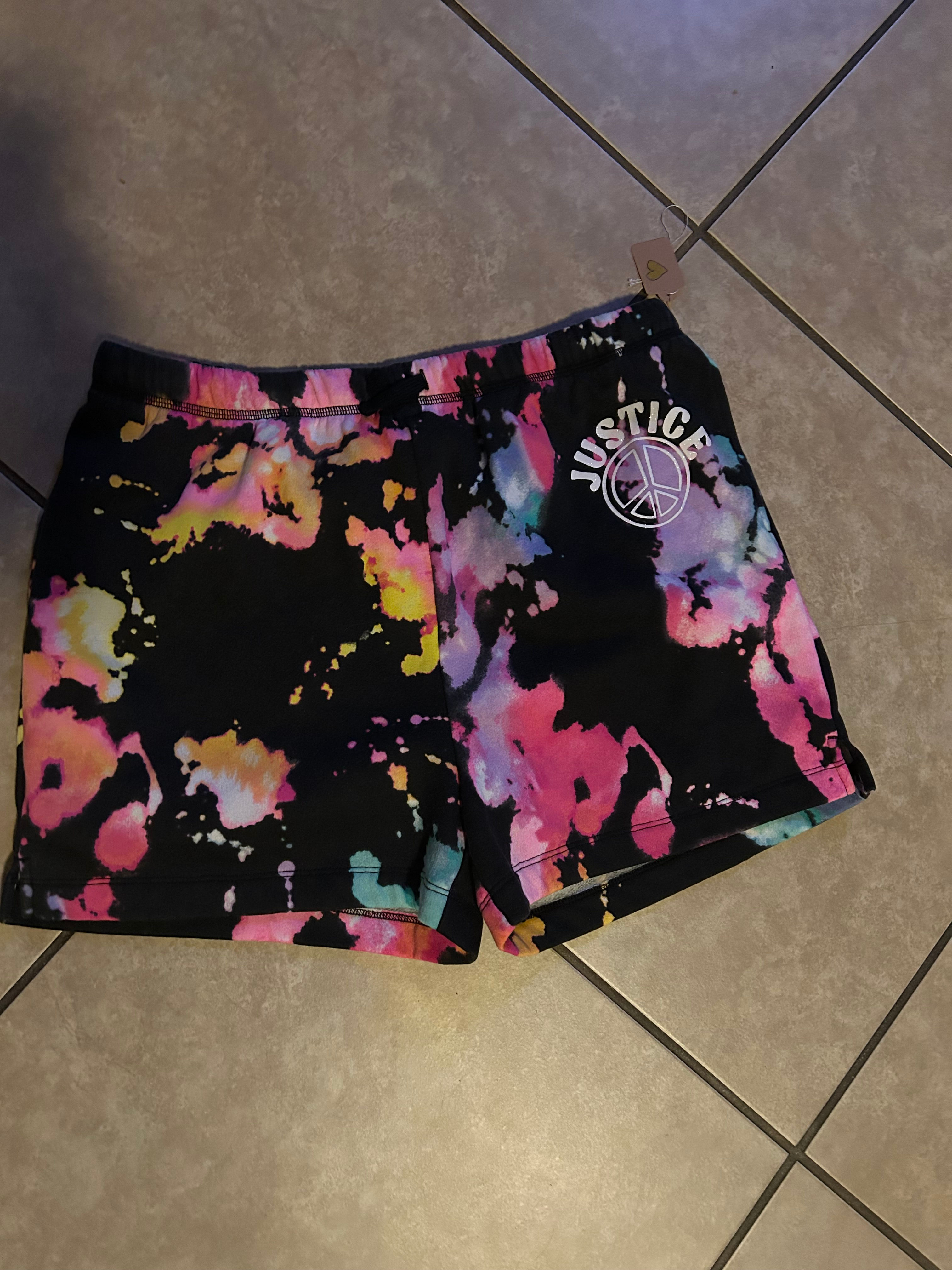 Girls black tie dye cotton shorts size Y-X large