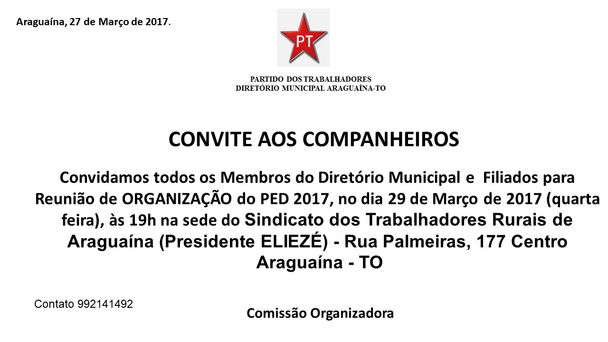 CONVITE AOS COMPANHEIROS