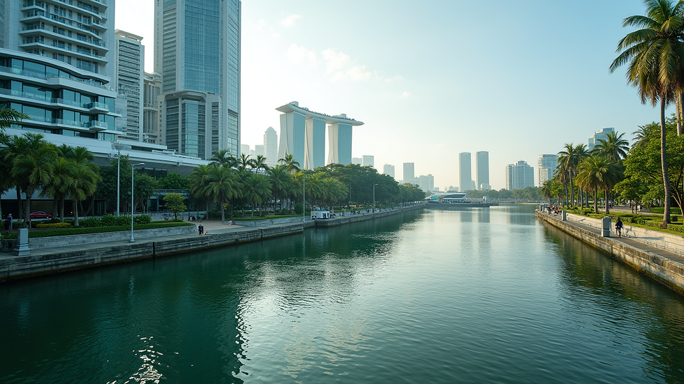 High angle view of a scenic waterfront in Singapore