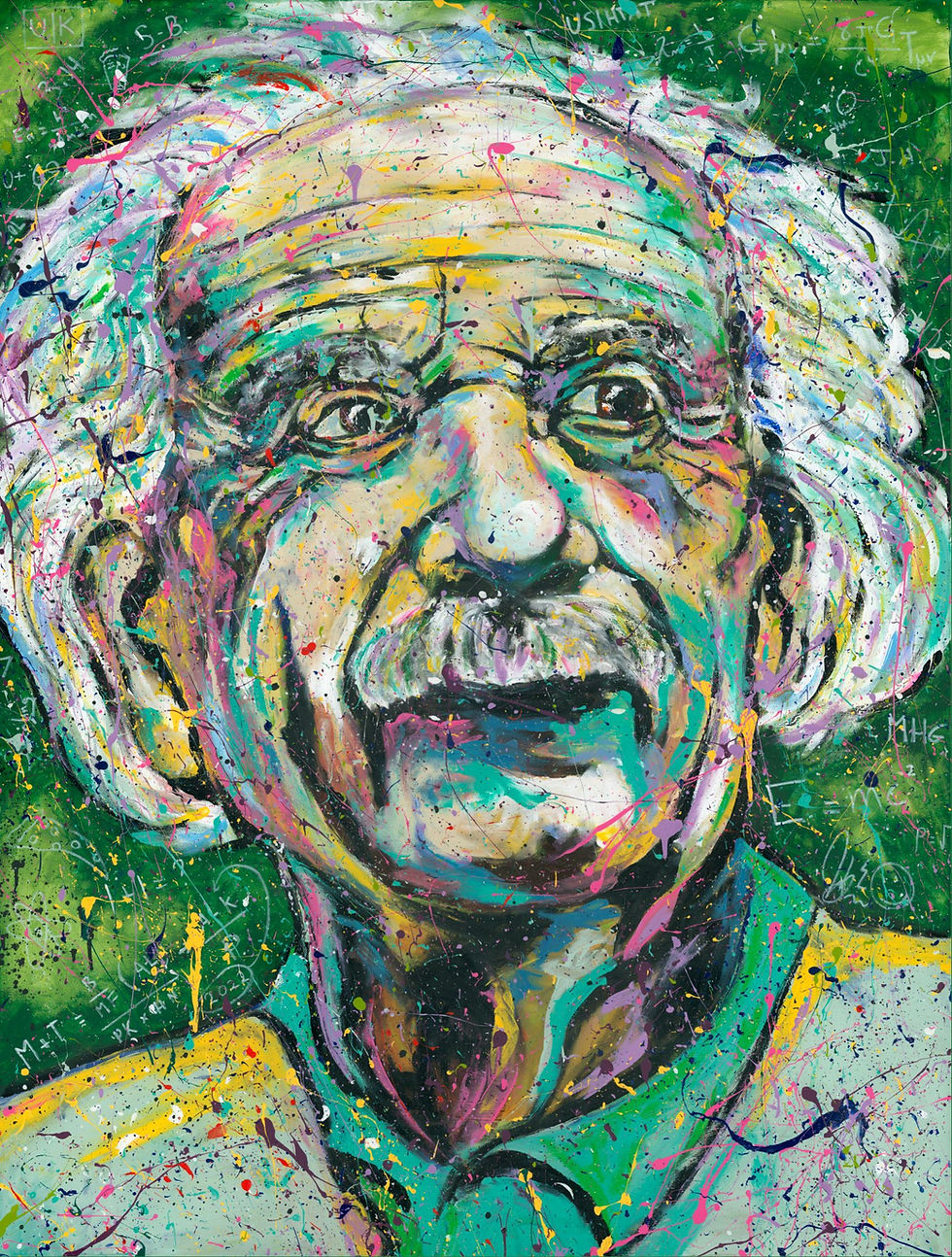 headshot fingerpainting of Albert Einstein