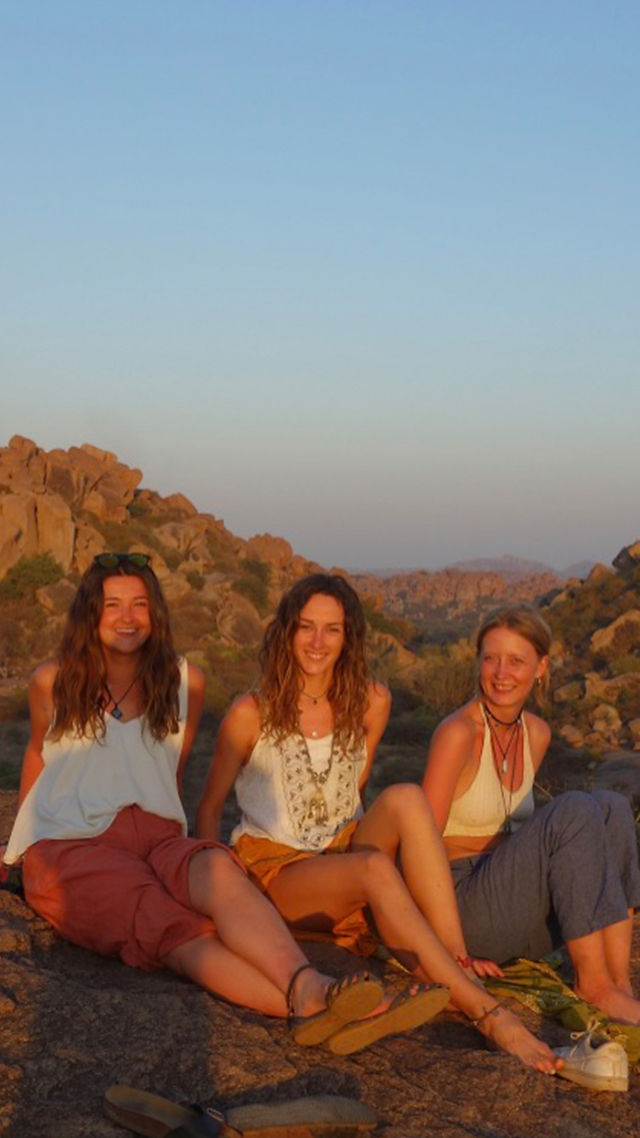 Georgie Mason with friends on a personal growth retreat
