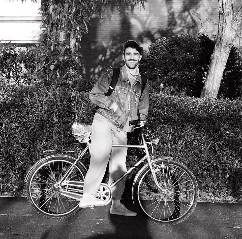Georges Hann riding his bike in Berlin