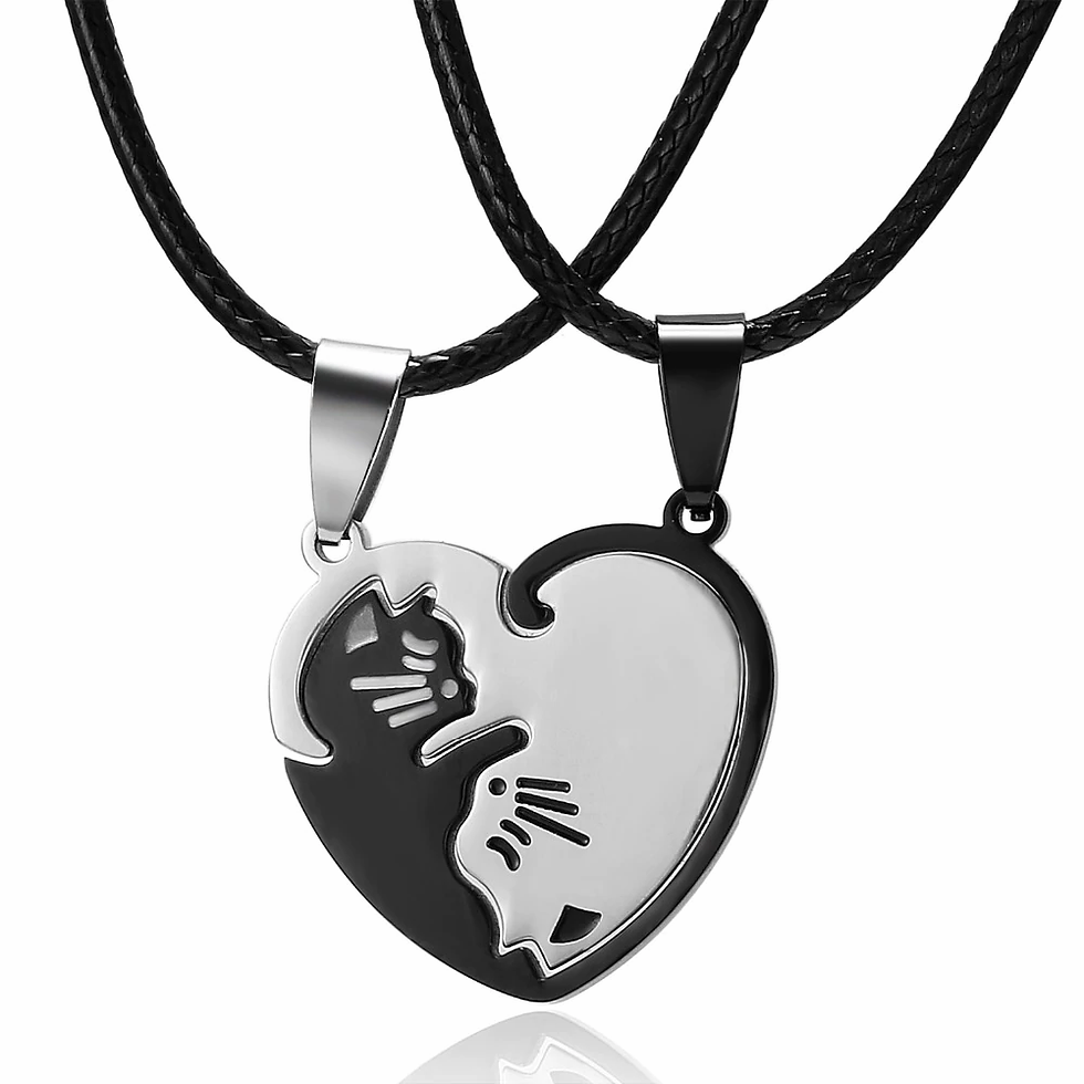 Miniatura: Collares Gatos Ying Yang Corazón (set de 2)