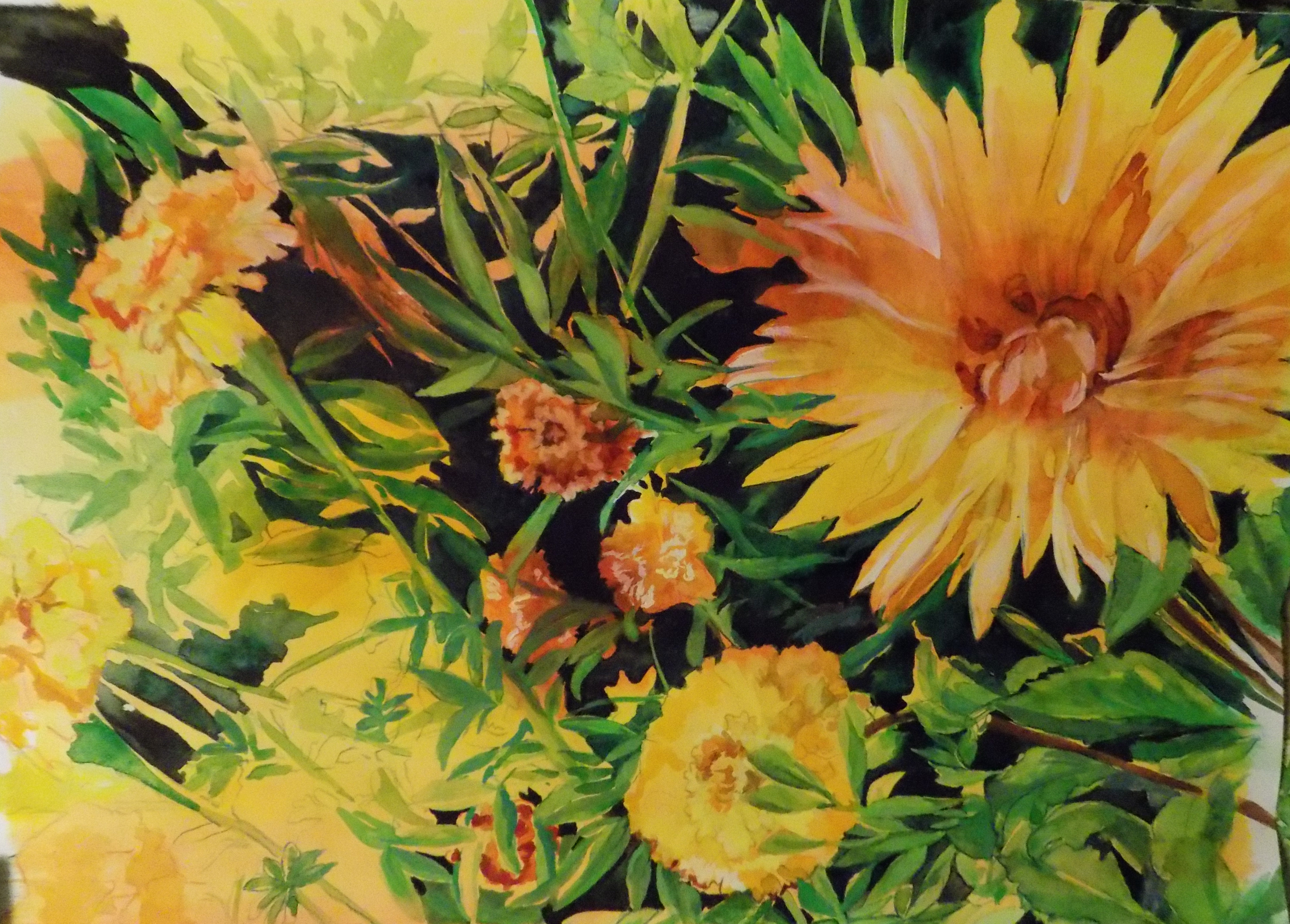 Marigold and dahlia