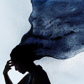 Mental Health Disorder Concept Exhausted Depressed Female touching Forehead Stressed Woman