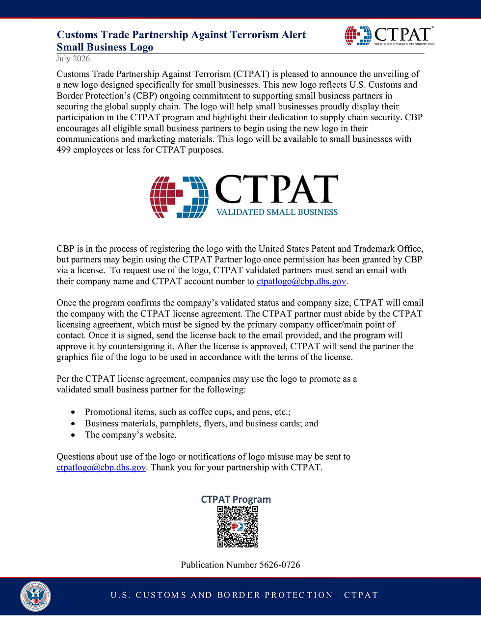 logotipo CTPAT para pequeñas empresa