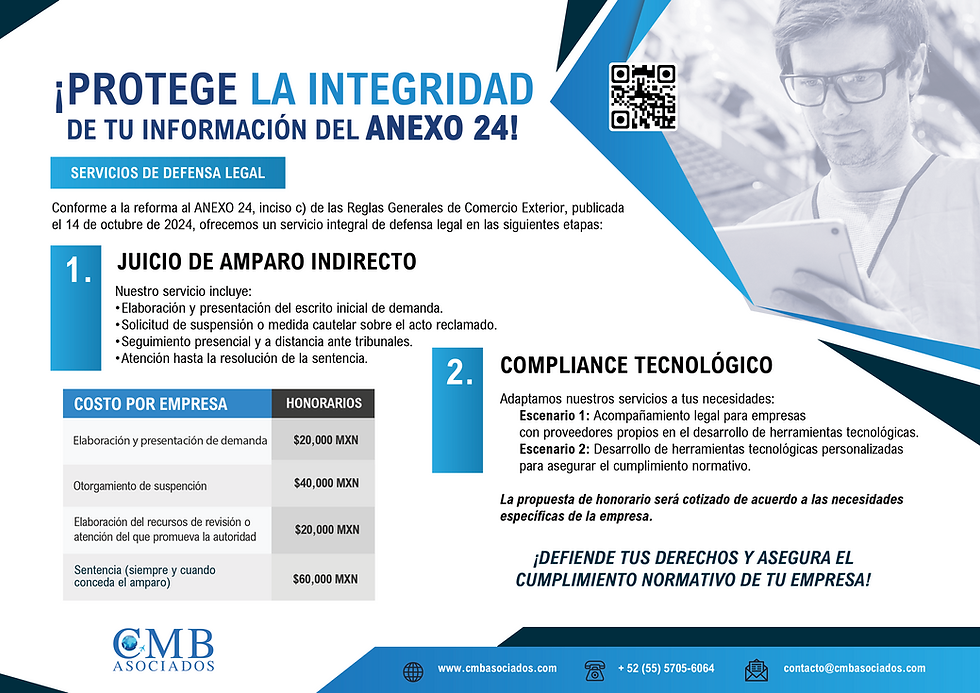 flyer con información sobre el anexo 24