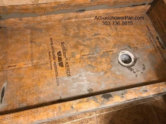 One of the best selling waterproofing systems available is the Schluter-Kerdi membrane. Coupled with our cement poured method the results are a water tight shower pan installation