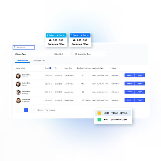 Leave and shift management system for employee scheduling