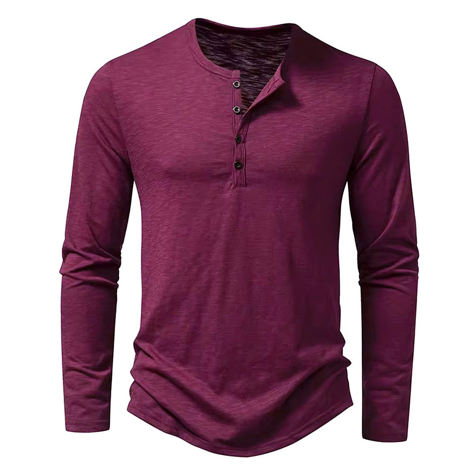 Miniatura: Camisa Henley Masculina Manga Longa de Algodão