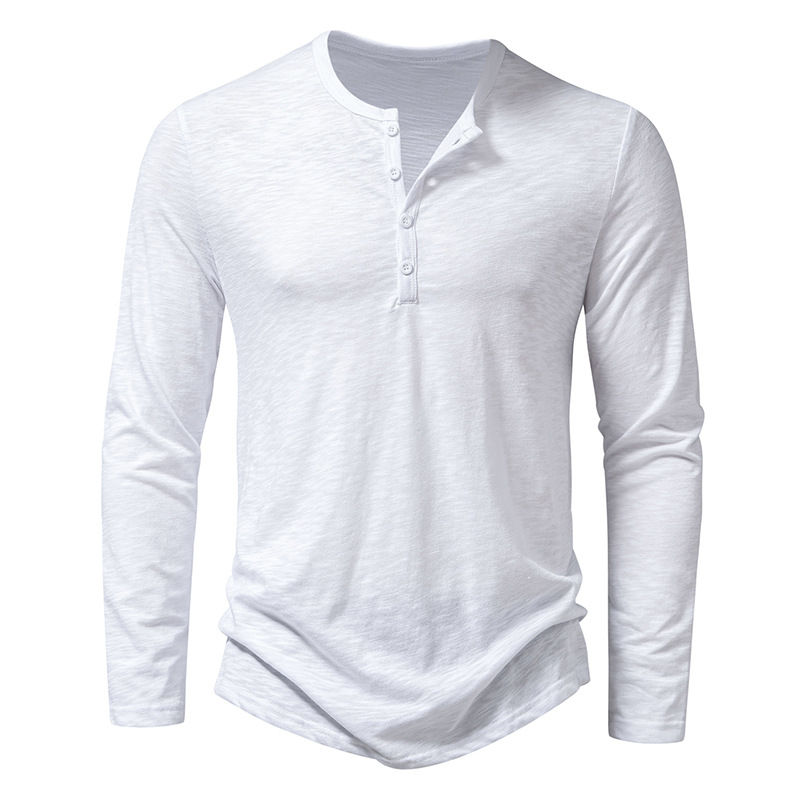 Miniatura: Camisa Henley Masculina Manga Longa de Algodão