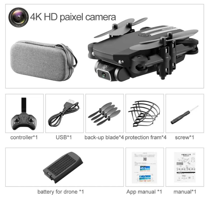 Thumbnail: Foldable Mini Selfie Drone 4K 1080P HD Camera WiFi  With Case And Smart App