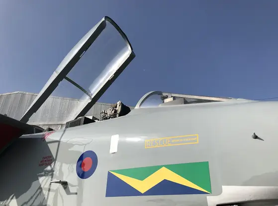 Canopy open on the Tornado Cockpit nose at the Ulster Aviation Society