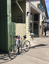 Bike rack outside Plumas Bank