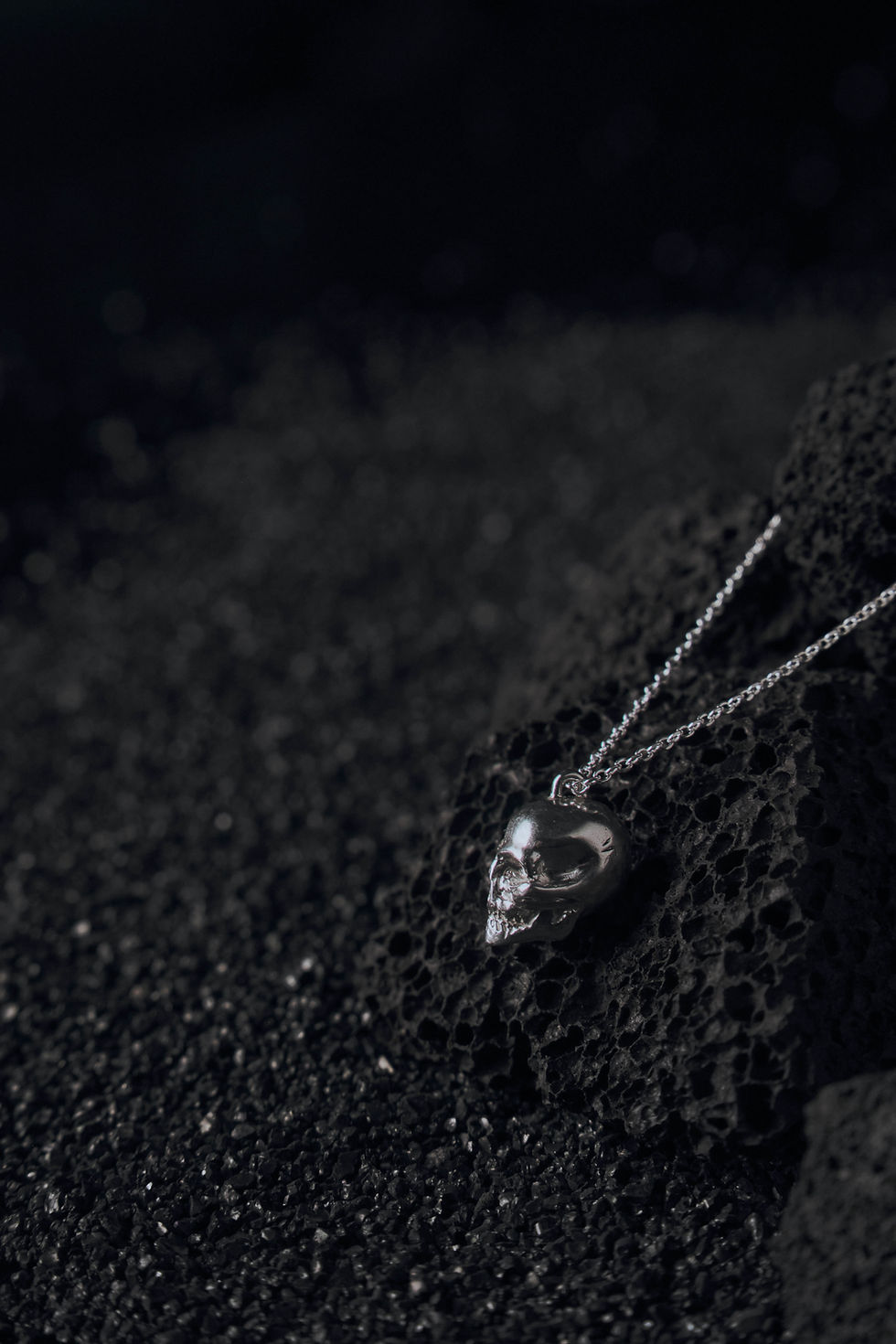 Thumbnail: Mini Solid Skull Necklace | Silver Memento Mori Jewellery