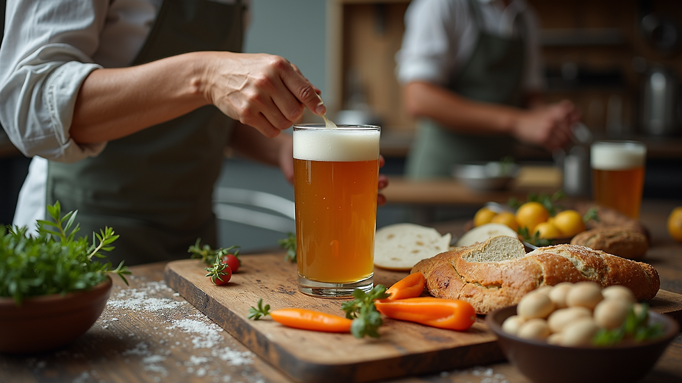 Nahaufnahme eines Brauprozesses mit frischen Zutaten