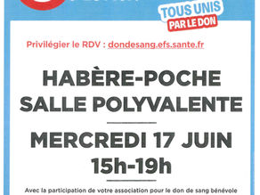 DON DE SANG                             HABÈRE-LULLIN                         Mercredi 17 Juin     