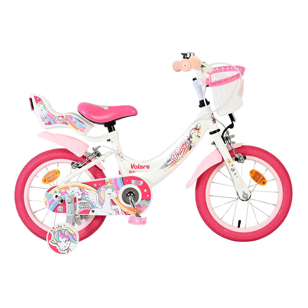 Thumbnail: VOLARE Unicorn White 14-Inch Girls Children's Bike (61475)