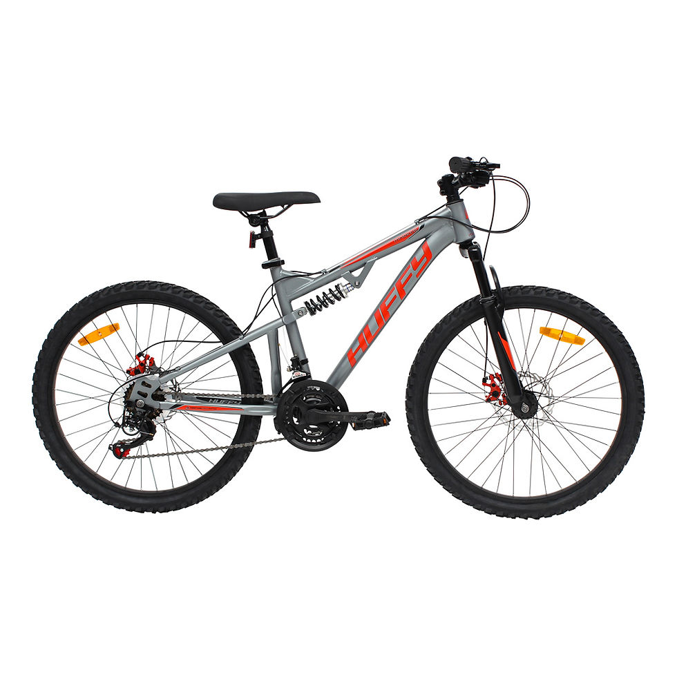 Thumbnail: HUFFY Marker 24" Matte Gunmetal Grey Full Suspension 21-Speed Boys Mountain Bike