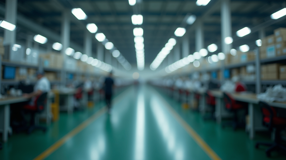 Eye-level view of a bustling manufacturing facility in China
