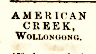 The naming of American Creek, Mt Kembla