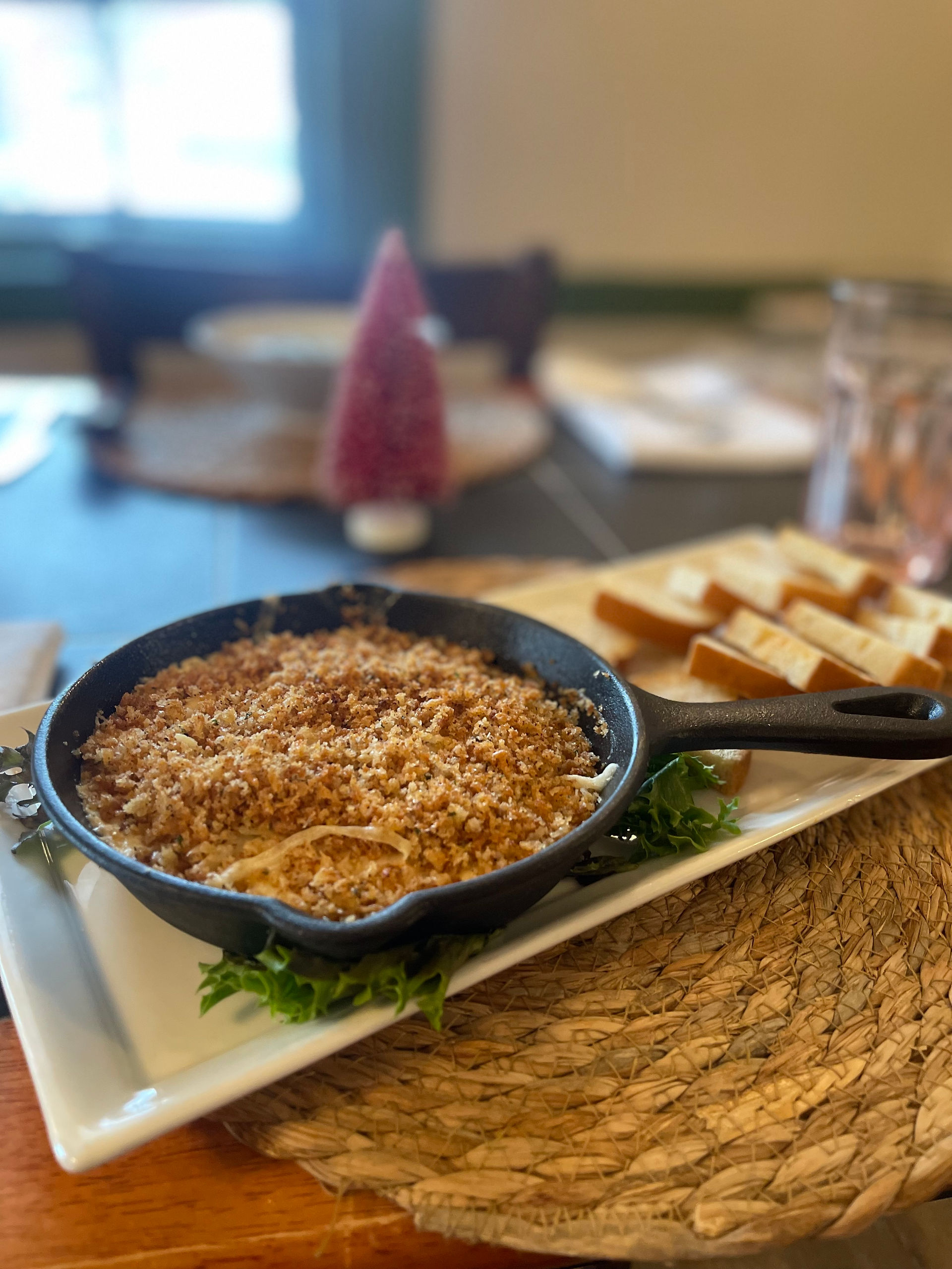 Warm crab dip starter at Sugar Water Restaurant in Princess Anne, MD