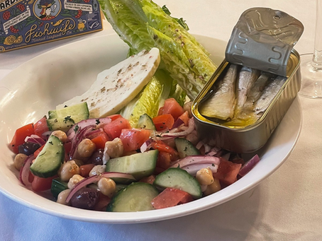 Mediterranean salad with canned fish from Fishwife at Sugar Water Restaurant