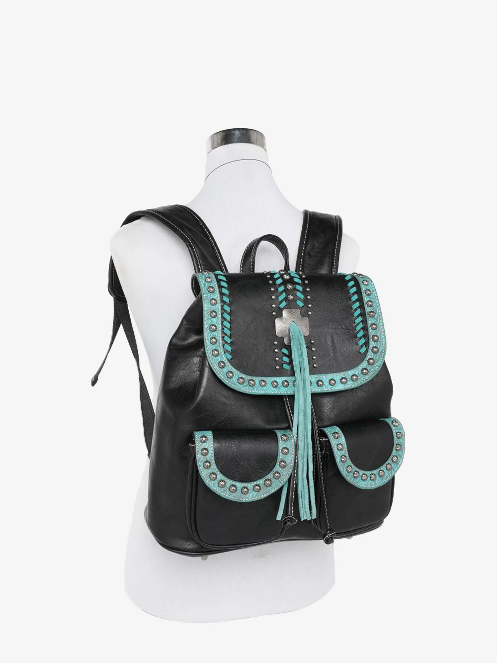 Thumbnail: Montana West Concho Tassel Whipstitch Backpack