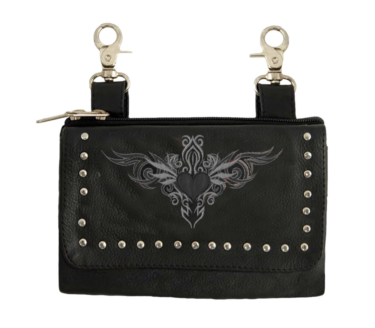 Clip Purse Tribal Heart Black & Grey