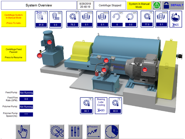 Sharples centrifuge control retrofit screen