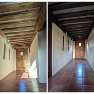 comparison of Exposed timber beam cleaned in listed cottage