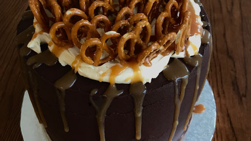 Salted Caramel Pretzel Cake