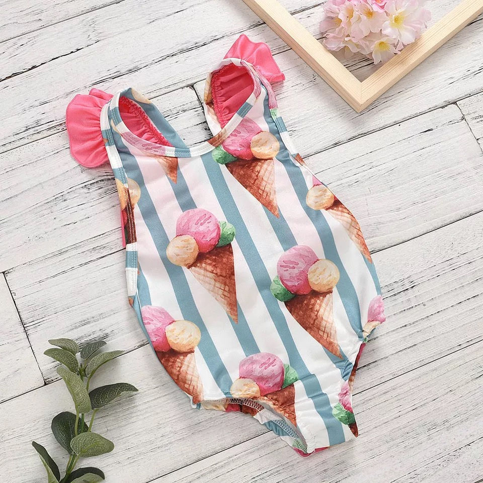 Thumbnail: Striped Ice Cream with Pink Bow One Piece