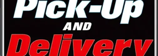 Black sign with white Pick-Up, and red Delivery text.