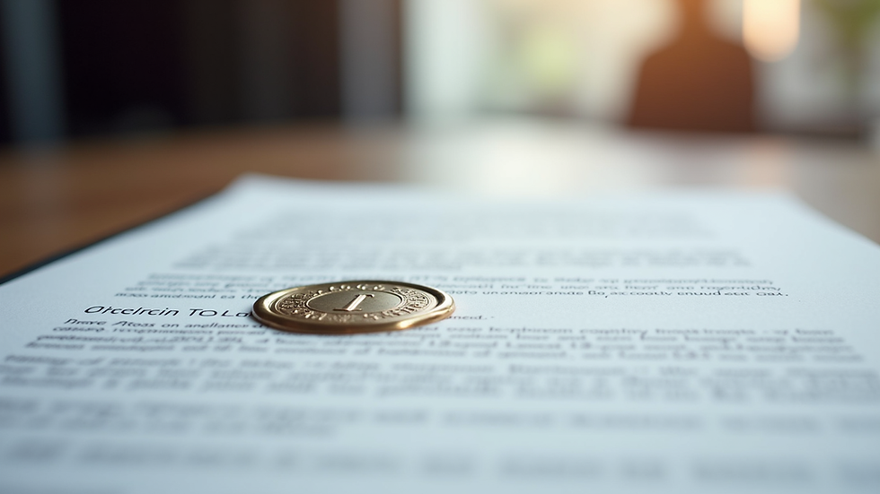 Close-up of a legal document with a digital notary seal