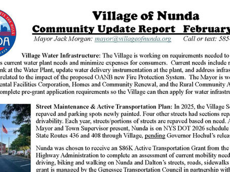VILLAGE OF NUNDA COMMUNITY UPDATE REPORT FEBRUARY 2026