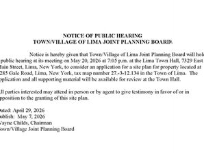 NOTICE OF PUBLIC HEARINGTOWN/VILLAGE OF LIMA JOINT PLANNING BOARD