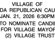 VILLAGE OF NUNDA REPUBLICAN CAUCUS: WEDNESDAY, JANUARY 21st @ 6:30pm