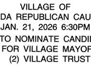 VILLAGE OF NUNDA REPUBLICAN CAUCUS: WEDNESDAY, JANUARY 21st @ 6:30pm