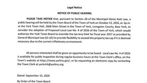 LEGAL NOTICE OF PUBLIC HEARING: TUESDAY, OCTOBER 13th @ 6pm