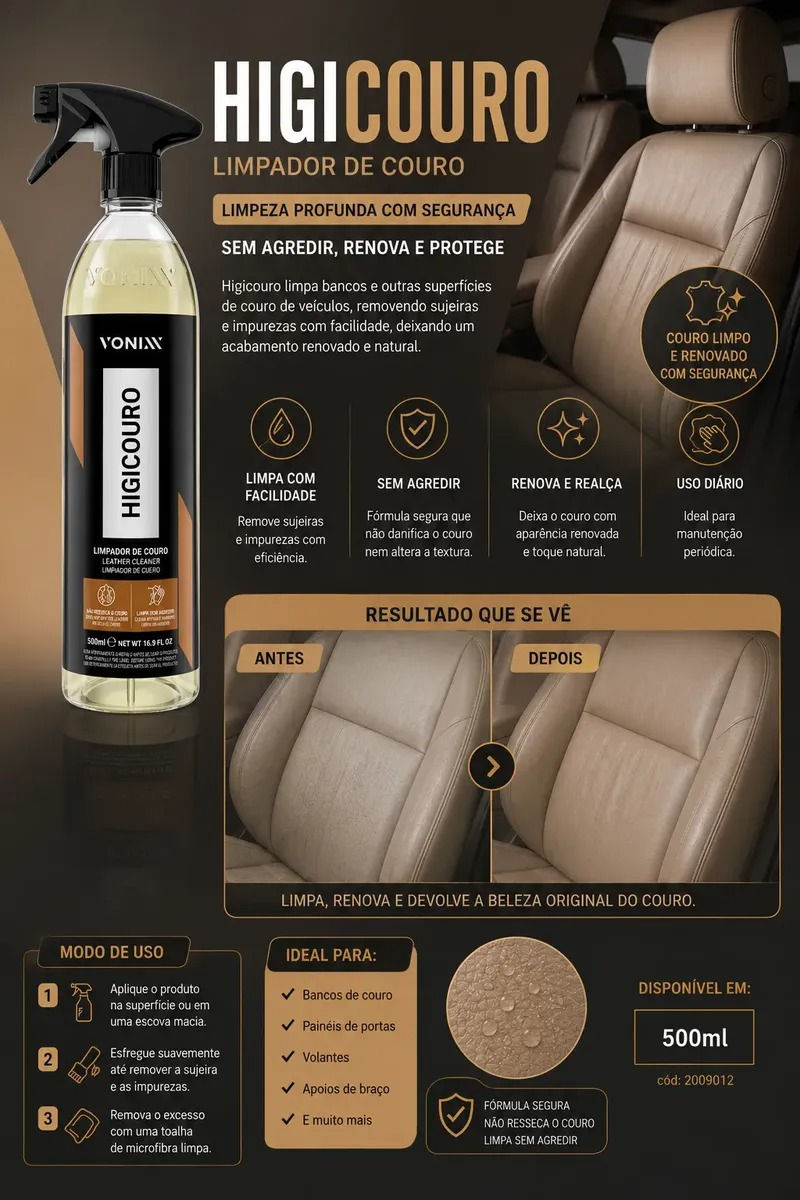 Miniatura: Higicouro - limpador De Couro 500ml - Vonixx