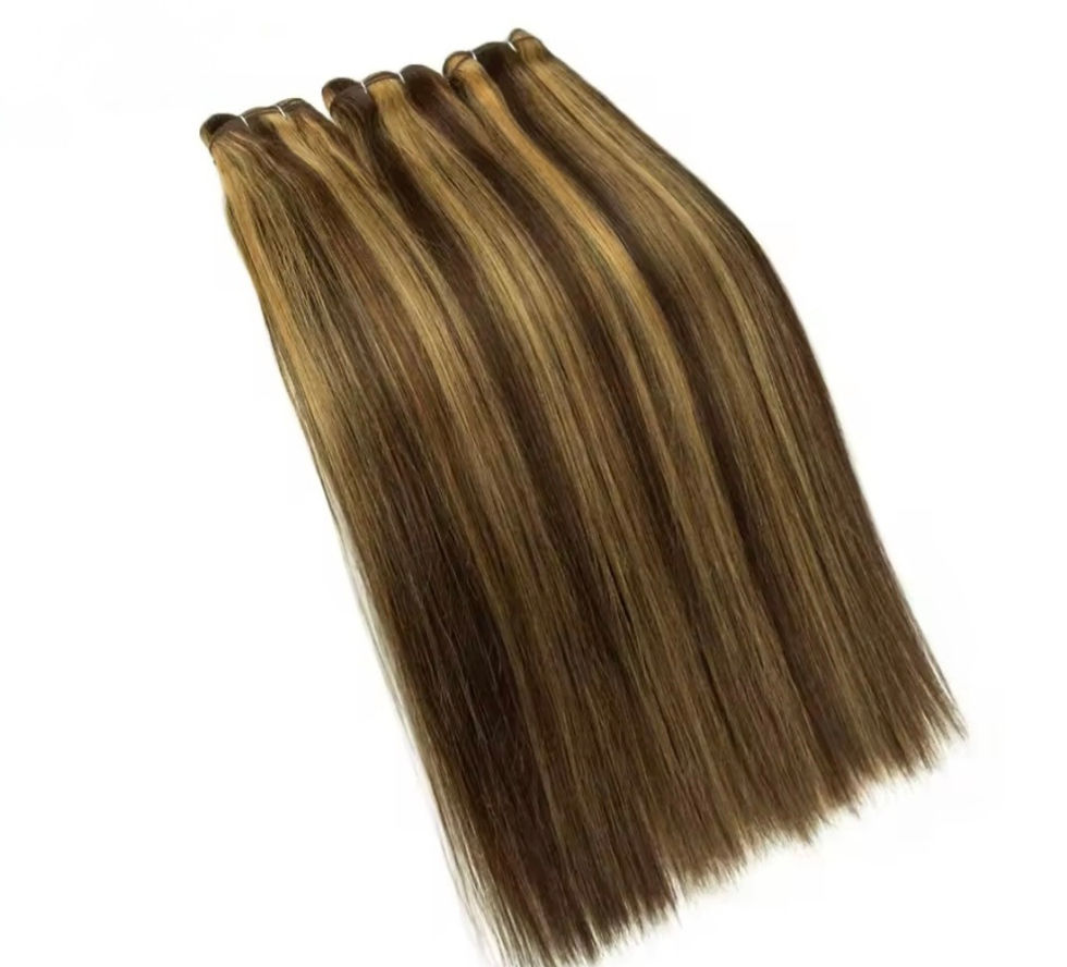 C&J Mabel Extension Capelli Naturali 100% Liscio Colore 4/27 Castano Medio con Riflessi Biondo Miele