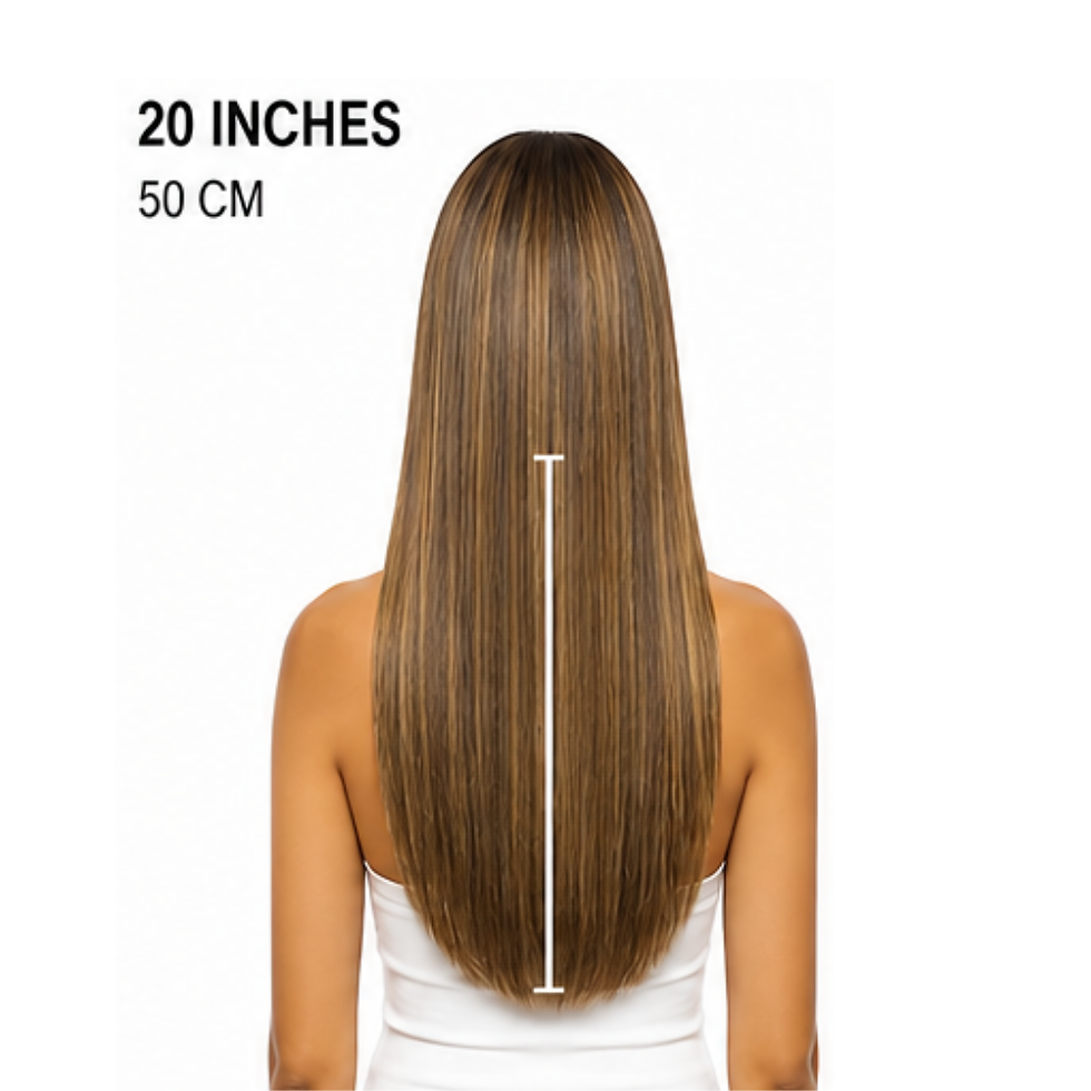 Miniatura: C&J Mabel Extension Capelli Naturali 100% Liscio Colore 4/27 Castano Medio con Riflessi Biondo Miele