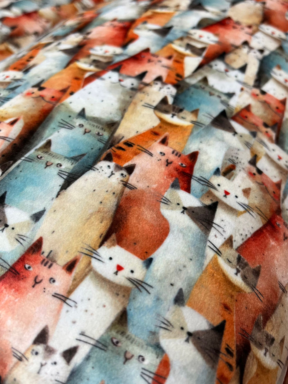 Miniaturbild: Wolkenbettchen aus Samt mit Katzenmotiv