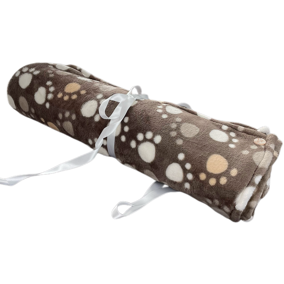Miniaturbild: Kuscheldecke mit Pfotenabdrücken in dunkelbraun